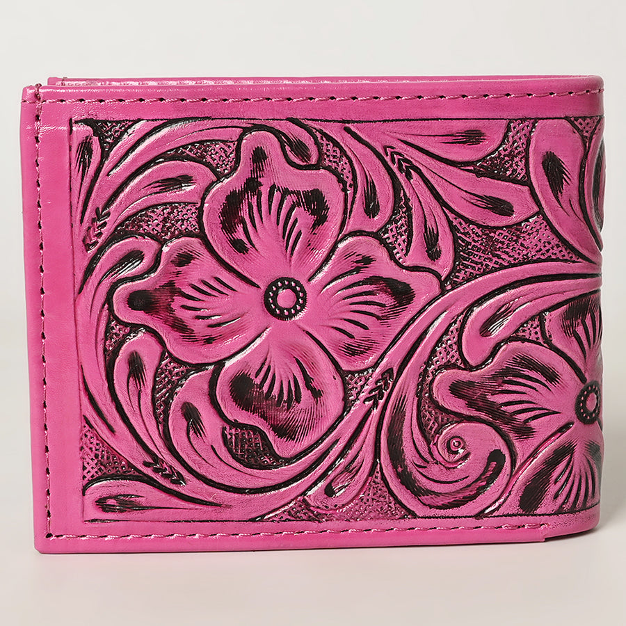 American Darling Western Bifold Wallet Handcrafted from Tooled Genuine Leather | Floral Carved Design with Multiple Card Slots
