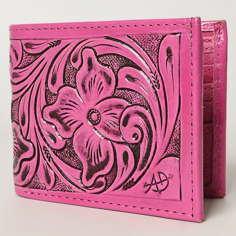 American Darling Hand Tooled Leather Bifold Wallet | Floral Carved Purse - Uhorse