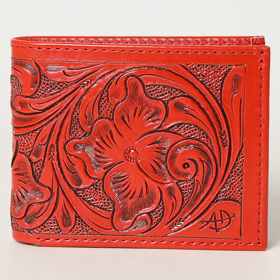 American Darling Western Bifold Wallet Handcrafted from Tooled Genuine Leather | Floral Carved Design with Multiple Card Slots