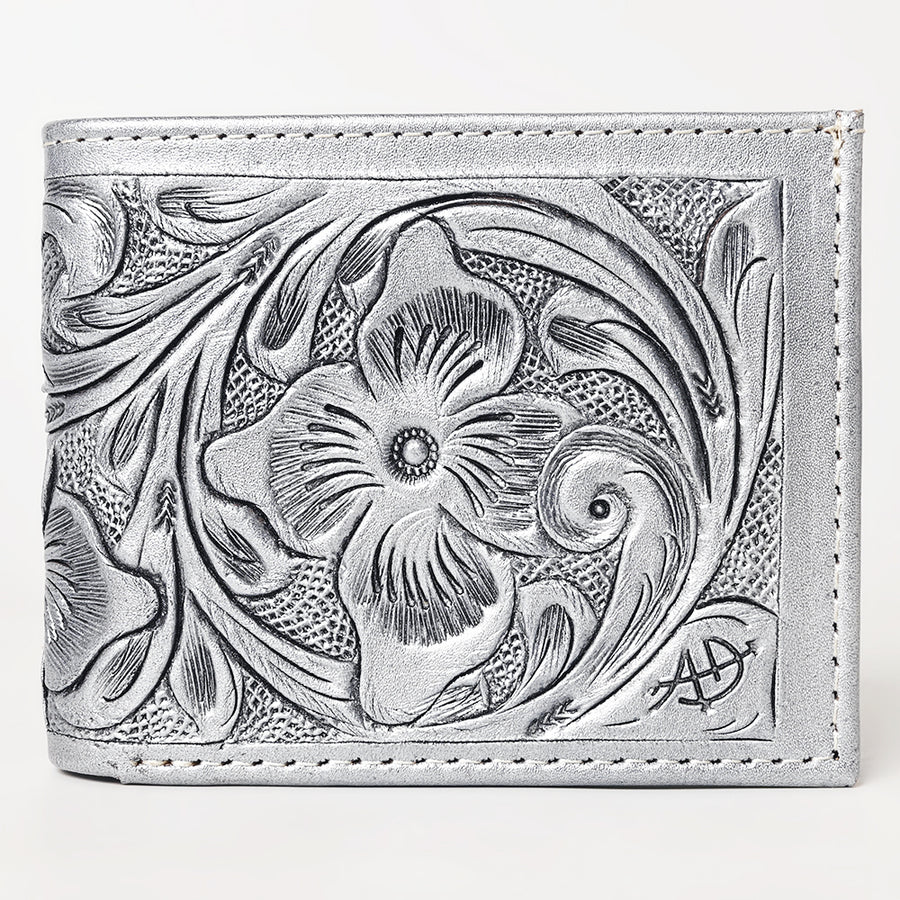 American Darling Western Bifold Wallet Handcrafted from Tooled Genuine Leather | Floral Carved Design with Multiple Card Slots