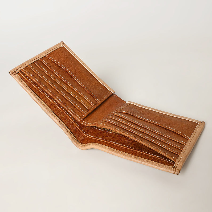 American Darling Western Bifold Wallet Handcrafted from Tooled Genuine Leather | Floral Carved Design with Multiple Card Slots