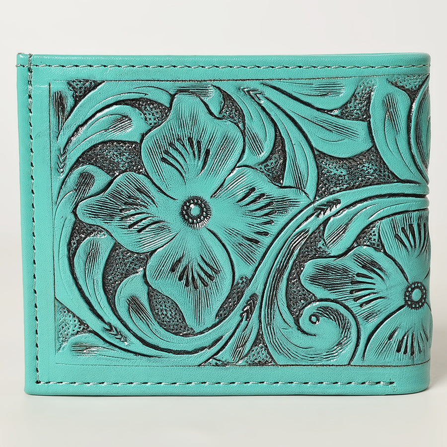 American Darling Western Bifold Wallet Handcrafted from Tooled Genuine Leather | Floral Carved Design with Multiple Card Slots