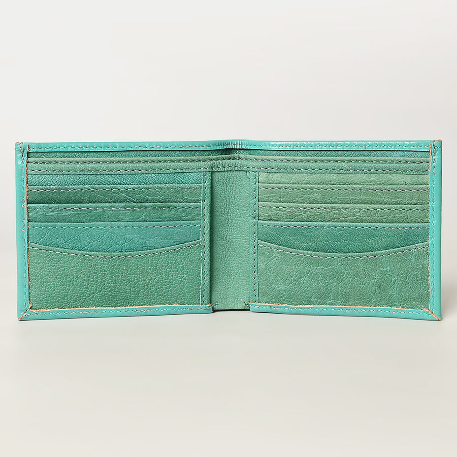 American Darling Western Bifold Wallet Handcrafted from Tooled Genuine Leather | Floral Carved Design with Multiple Card Slots