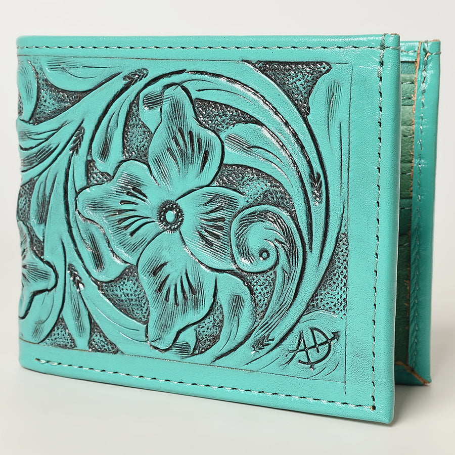 American Darling Hand Tooled Leather Bifold Wallet | Floral Carved Purse - Uhorse