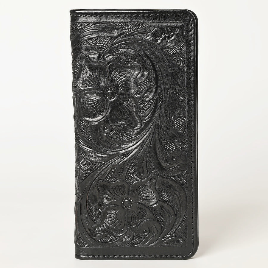 American Darling Hand-Tooled Genuine Leather Wallet Handbag – Floral Carved Western Women’s Wallet with Card Slots & Bill Compartments