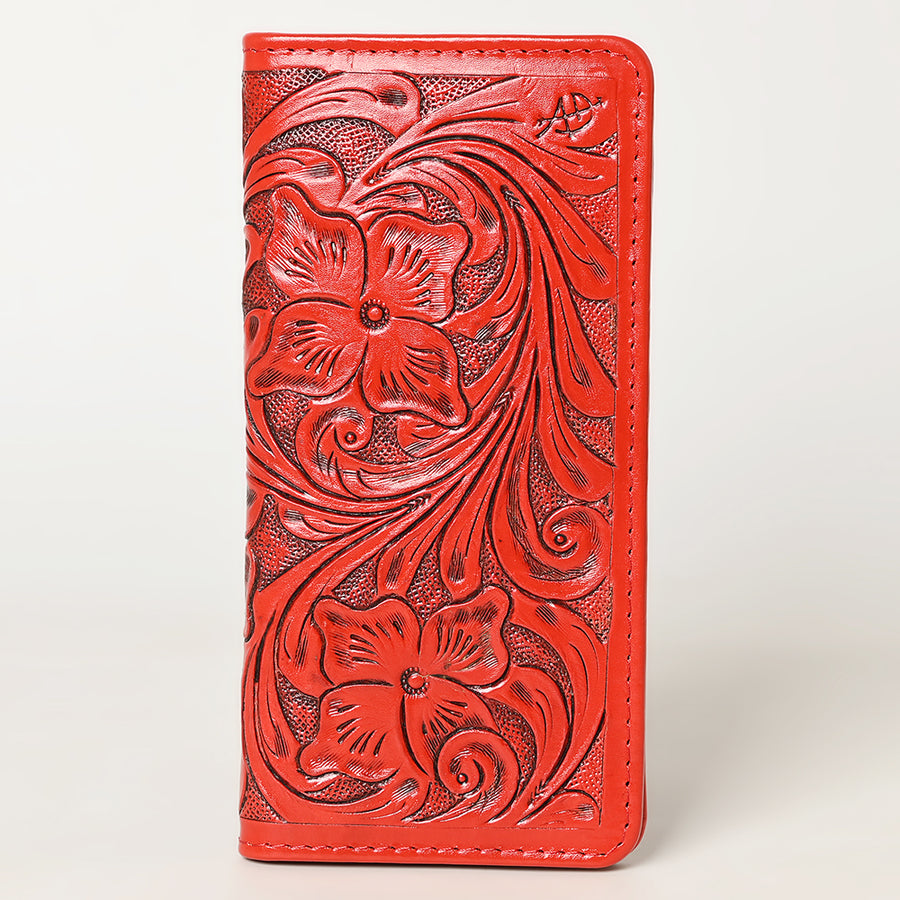 American Darling Hand-Tooled Genuine Leather Wallet Handbag – Floral Carved Western Women’s Wallet with Card Slots & Bill Compartments