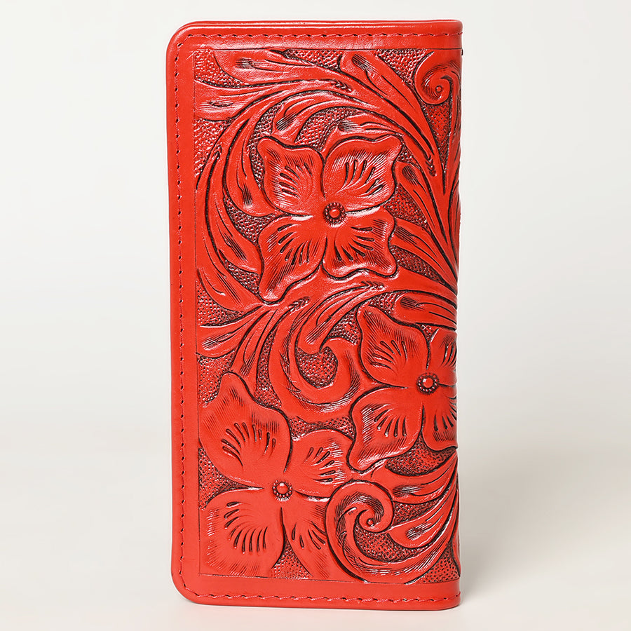 American Darling Hand-Tooled Genuine Leather Wallet Handbag – Floral Carved Western Women’s Wallet with Card Slots & Bill Compartments