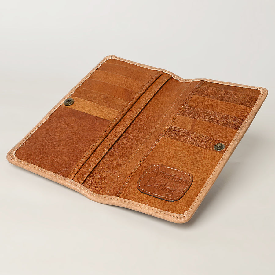 American Darling Hand-Tooled Genuine Leather Wallet Handbag – Floral Carved Western Women’s Wallet with Card Slots & Bill Compartments