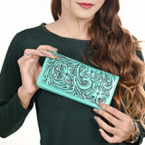 American Darling Wallet Hand Tooled Genuine Leather Women Bag Western Handbag Purse