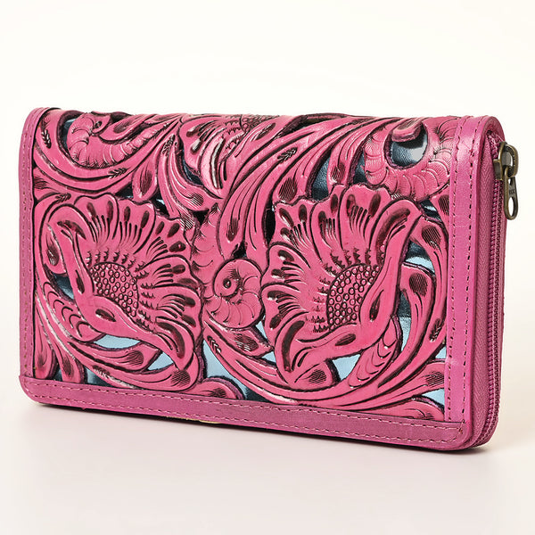 American Darling Hand-Tooled Genuine Leather Western Wallet Bag with Floral Carving - Uhorse