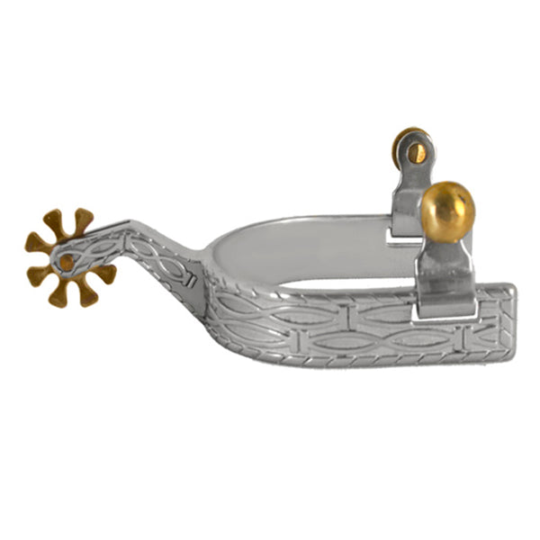 Silver metal spur with brass rowel and ball - Uhorse