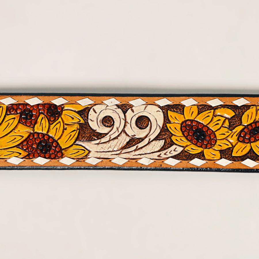 American Darling Beautifully Hand Tooled Brown Genuine Leather Belt Men and Women Western with Removable Buckle