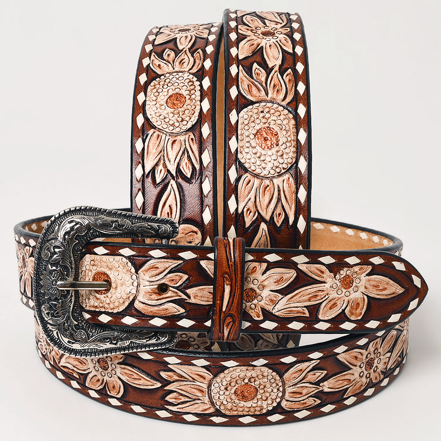 Beautifully Hand Tooled Genuine American Leather Belt Men and Women - Uhorse