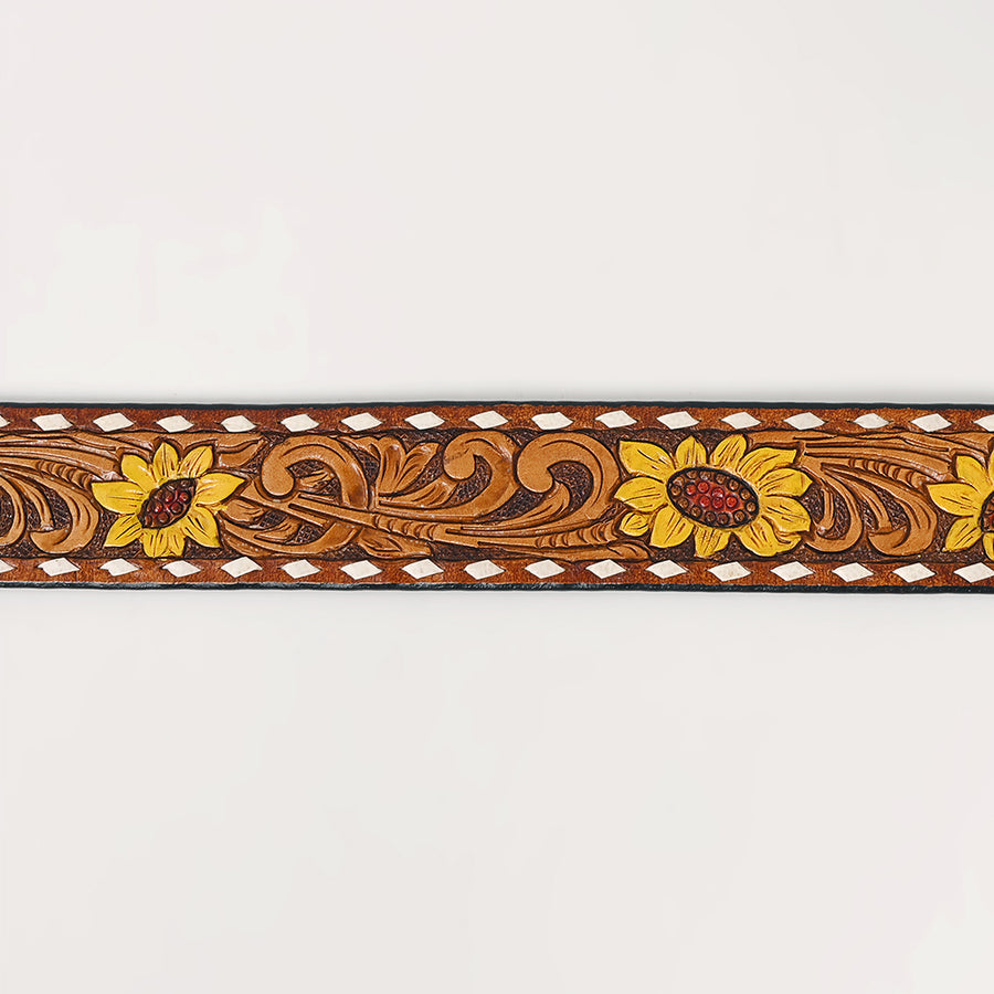 American Darling Beautifully Hand Tooled Brown Genuine Leather Apparel Belt Men and Women