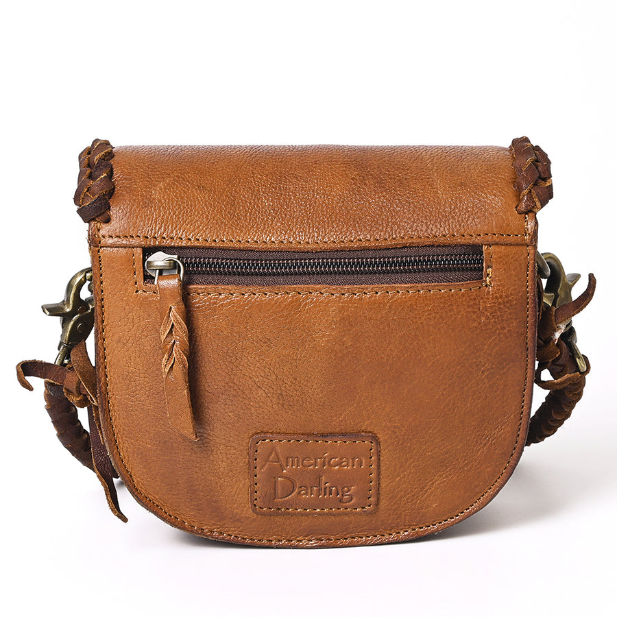 American Darling Cross body Bag Western Genuine Leather Handcrafted Purse with Turquoise Stone and Braided Detail