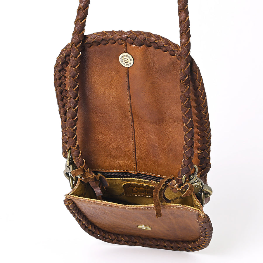 American Darling Cross body Bag Western Genuine Leather Handcrafted Purse with Turquoise Stone and Braided Detail