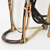 HILASON Western Horse Beautiful Noseband Tack American Leather Rein with Bosal Set | Horse Tack | Horse Bosal with Reins | Horse Reins Western | Horse Bosal