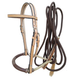 HILASON Western Horse Beautiful Noseband Tack American Leather Rein with Bosal Set | Horse Tack | Horse Bosal with Reins | Horse Reins Western | Horse Bosal