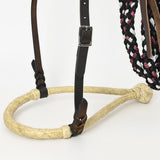 Hilason Western Horse Beautiful Noseband  Tack American Leather Rein with Bosal Set