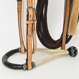 HILASON Western Horse Beautiful Noseband Tack American Leather Rein with Bosal Set | Horse Tack | Horse Bosal with Reins | Horse Reins Western | Horse Bosal