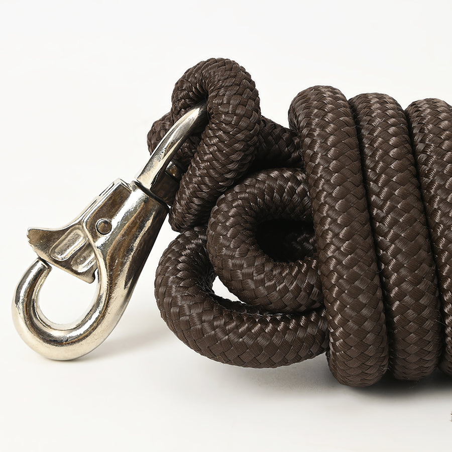 14 ft & 25 ft. Hilason Western Horse Nylon Lead Rope w/ snap and Latigo Ends Black & Brown | Lead Rope for Horses