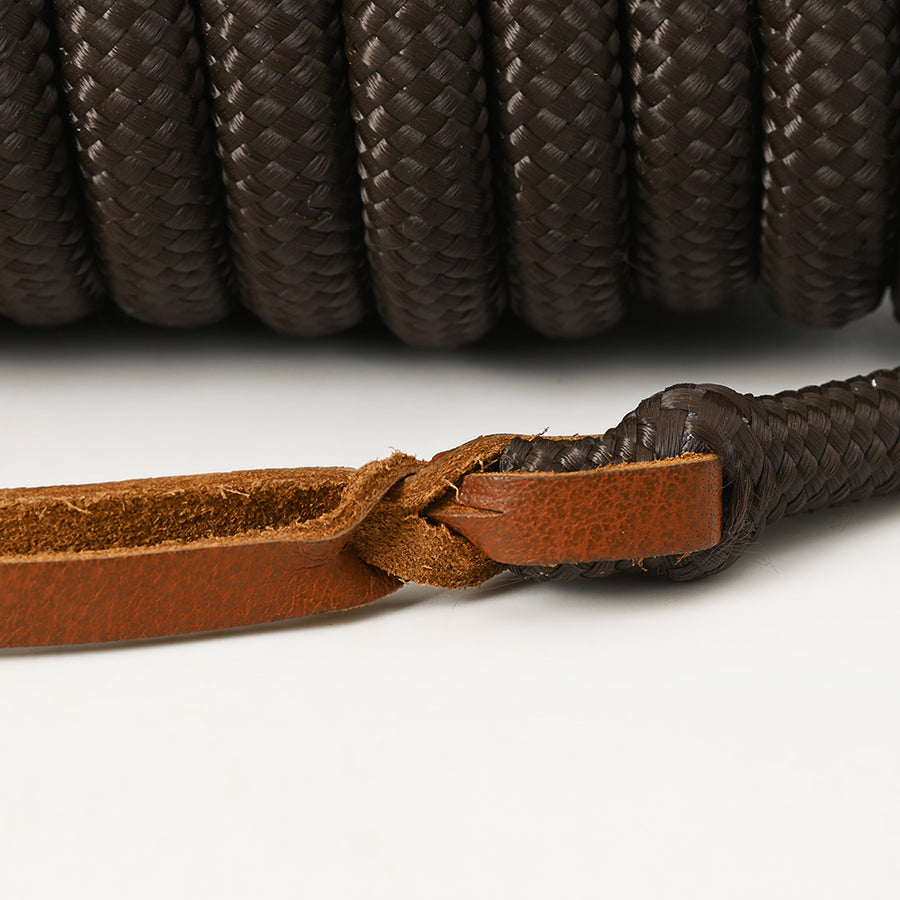 14 ft & 25 ft. Hilason Western Horse Nylon Lead Rope w/ snap and Latigo Ends Black & Brown | Lead Rope for Horses