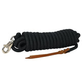 25 ft. Hilason Western Horse Nylon Lead Rope with snap and Latigo Ends Black - Uhorse