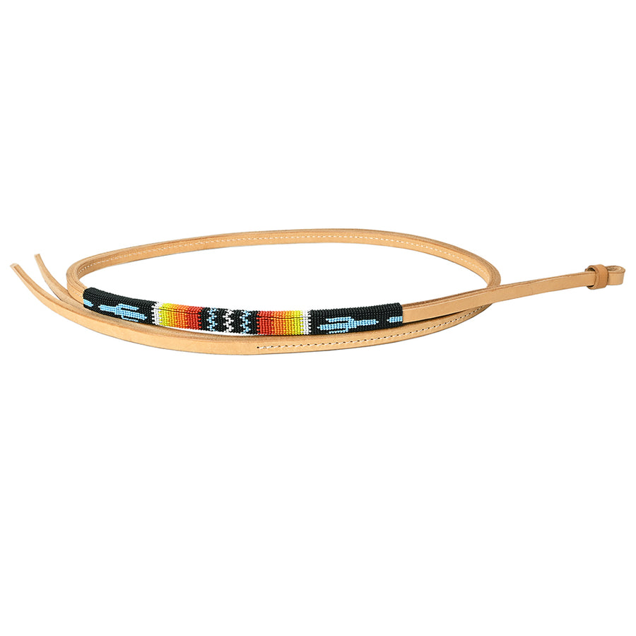 5 Ft Hilason Western Horse Beautiful Beaded Overlay American Leather Whip Tan - Uhorse