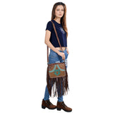 American Darling ADBG1322A Hand Tooled Hair-On Genuine Leather Women Bag Western Handbag Purse