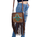 American Darling ADBG1322A Hand Tooled Hair-On Genuine Leather Women Bag Western Handbag Purse