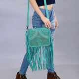 American Darling ADBG1322A Hand Tooled Hair-On Genuine Leather Women Bag Western Handbag Purse