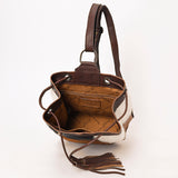 American Darling Bucket Hand Tooled Hair On Genuine Leather Women Bag Western Handbag Purse