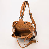 American Darling Bucket Hand Tooled Hair On Genuine Leather Women Bag Western Handbag Purse