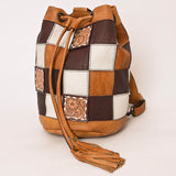 American Darling Bucket Hand Tooled Hair On Genuine Leather Women Bag Western Handbag Purse