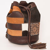 American Darling Bucket Hand Tooled Hair On Genuine Leather Women Bag Western Handbag Purse