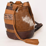 American Darling Bucket Hand Tooled Hair On Genuine Leather Women Bag Western Handbag Purse