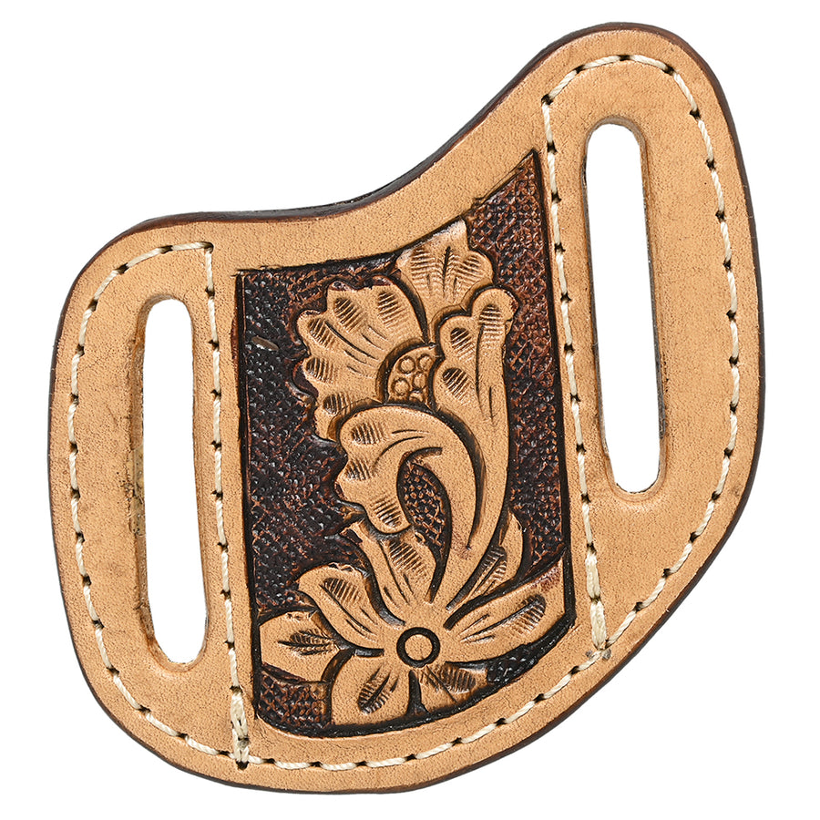 Medium Hilason Western Horse Geniune Leather Floral Design Knife Holder Tan - Uhorse