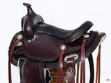 Hilason Western Horse Kids Youth Children Trail Genuine Leather Saddle Dark Brown