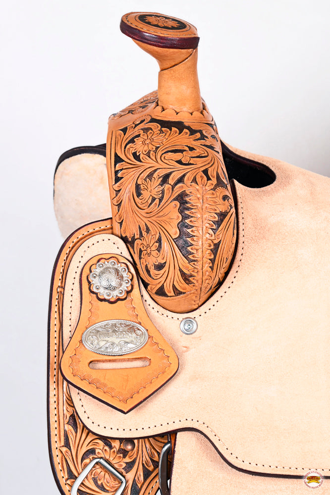 HILASON Western Horse Trail Show Saddle Synthetic Pleasure Riding | Hand Tooled Ranch roping Leather For Horses
