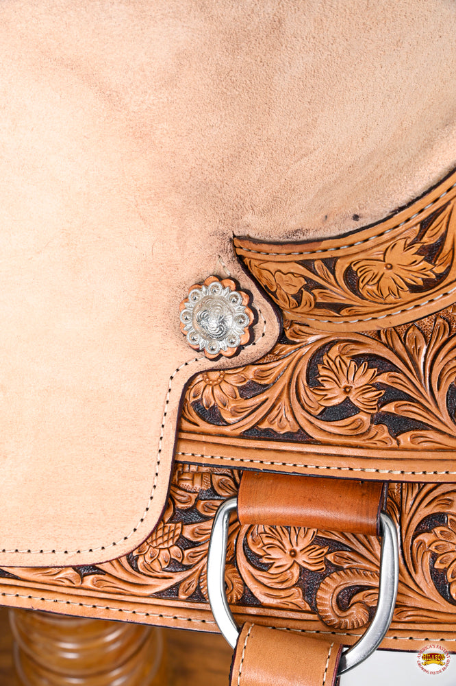 HILASON Western Horse Trail Show Saddle Synthetic Pleasure Riding | Hand Tooled Ranch roping Leather For Horses