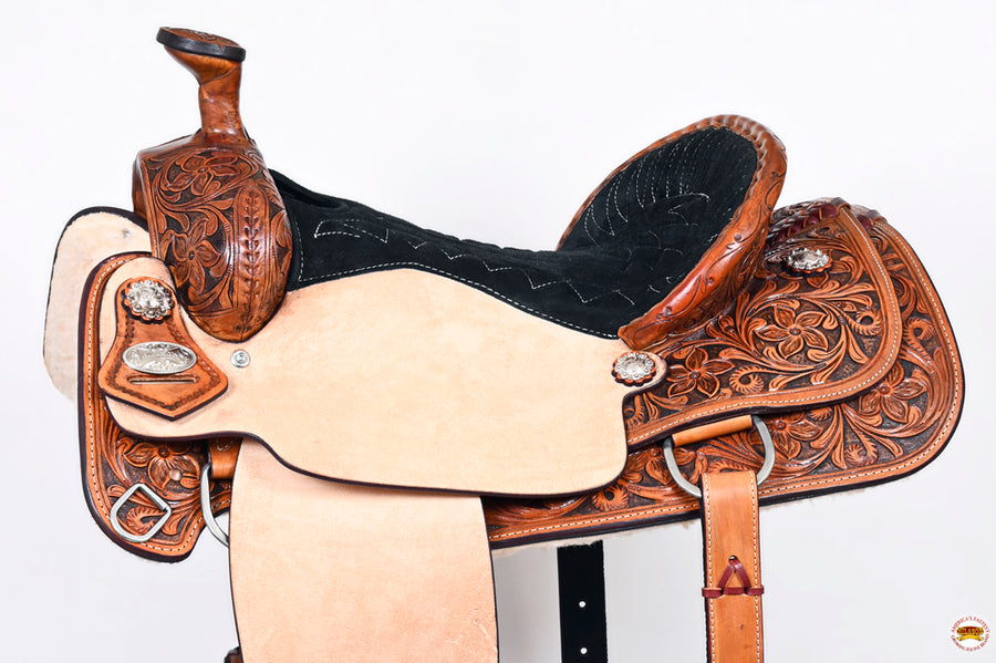 HILASON Western Horse Trail Pleasure American Leather Saddle Tan