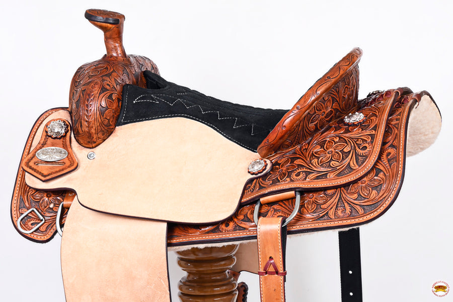 HILASON Western Horse Trail Pleasure American Leather Saddle Tan