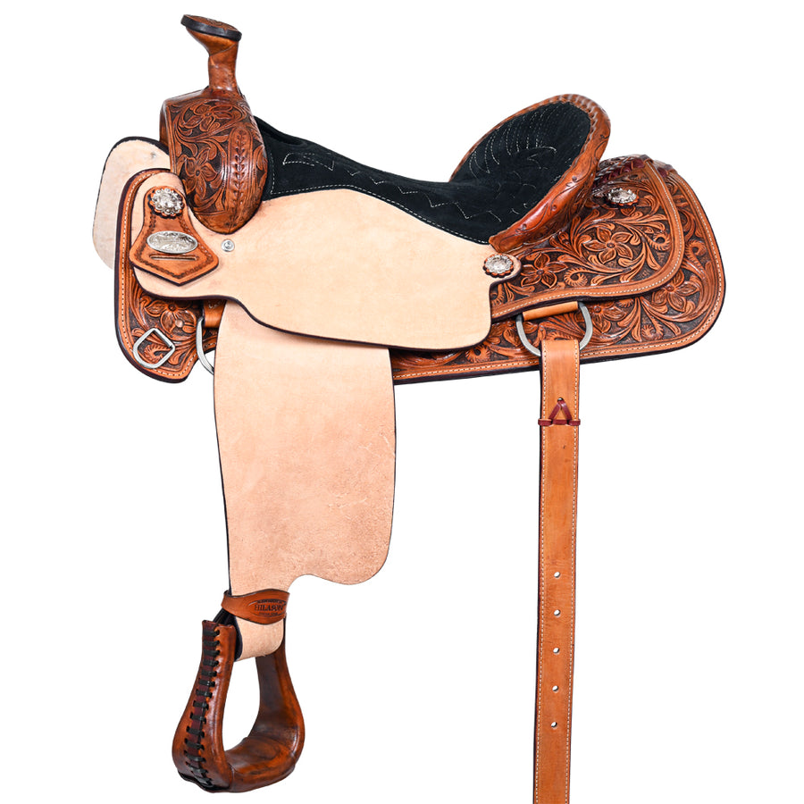 16 In HILASON Western Horse Trail Pleasure American Leather Saddle Tan - Uhorse