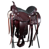 15 In HILASON Western Horse Treeless Saddle Genuine Leather Trail Dark Brown