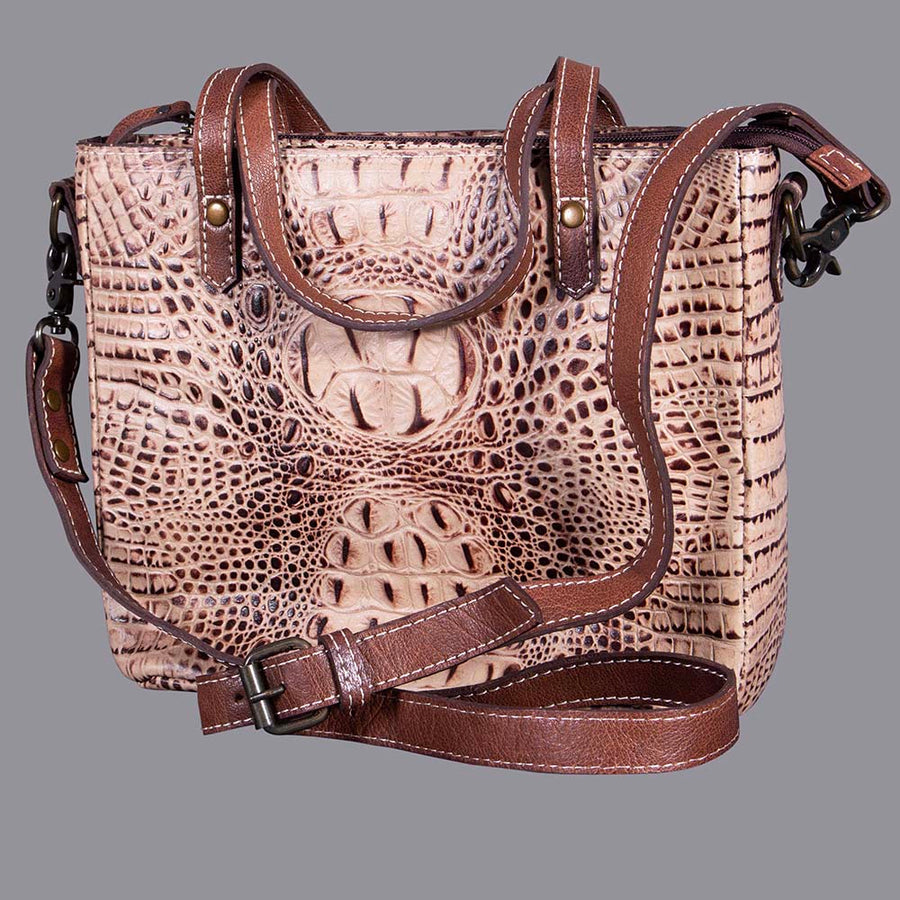 American Darling Western Crocodile Embossed Women Genuine Leather Handbag Purse Bag - Uhorse