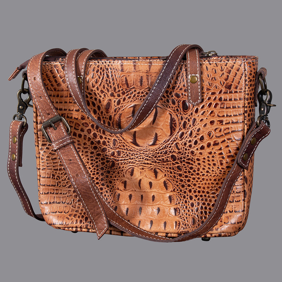 American Darling Western Crocodile Embossed Women Genuine Leather Handbag Purse Bag - Uhorse