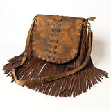 American Darling Western Leather Messenger Bag with Fringes Full Grain - Uhorse