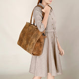 American Darling Western Leather Tote Bag - Eco-Friendly Vegetable Tanned Full Grain Leather Everyday Purse with YKK Zipper