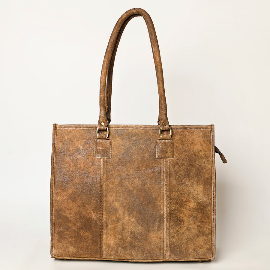 American Darling Western Leather Tote Bag - Eco-Friendly Vegetable Tanned Full Grain Leather Everyday Purse with YKK Zipper
