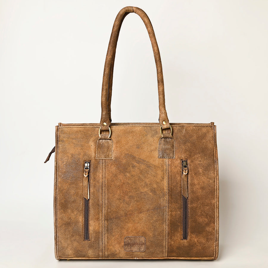 American Darling Western Leather Tote Bag - Eco-Friendly Vegetable Tanned Full Grain Leather Everyday Purse with YKK Zipper
